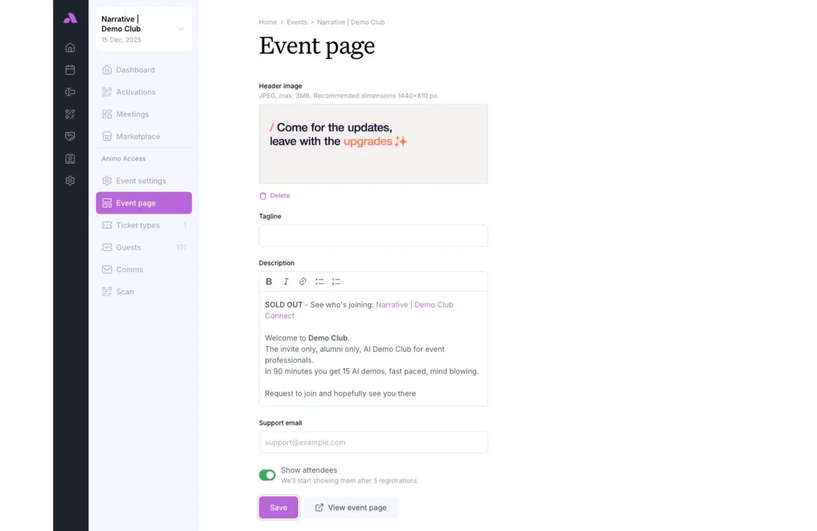 Event registration & access