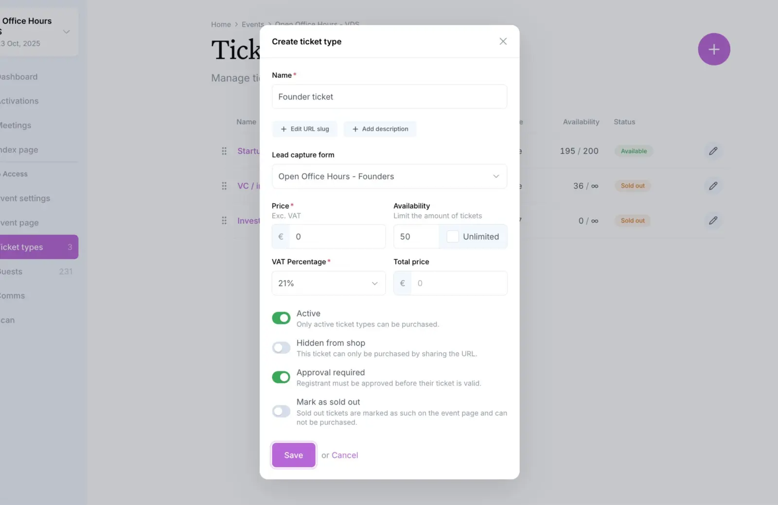 Manage registrations